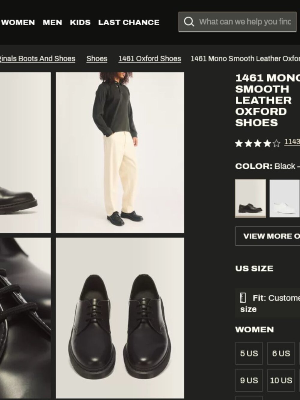 Dr Martens 1461 Mono Smooth Leather Oxford Shoes - Picture 9 of 9